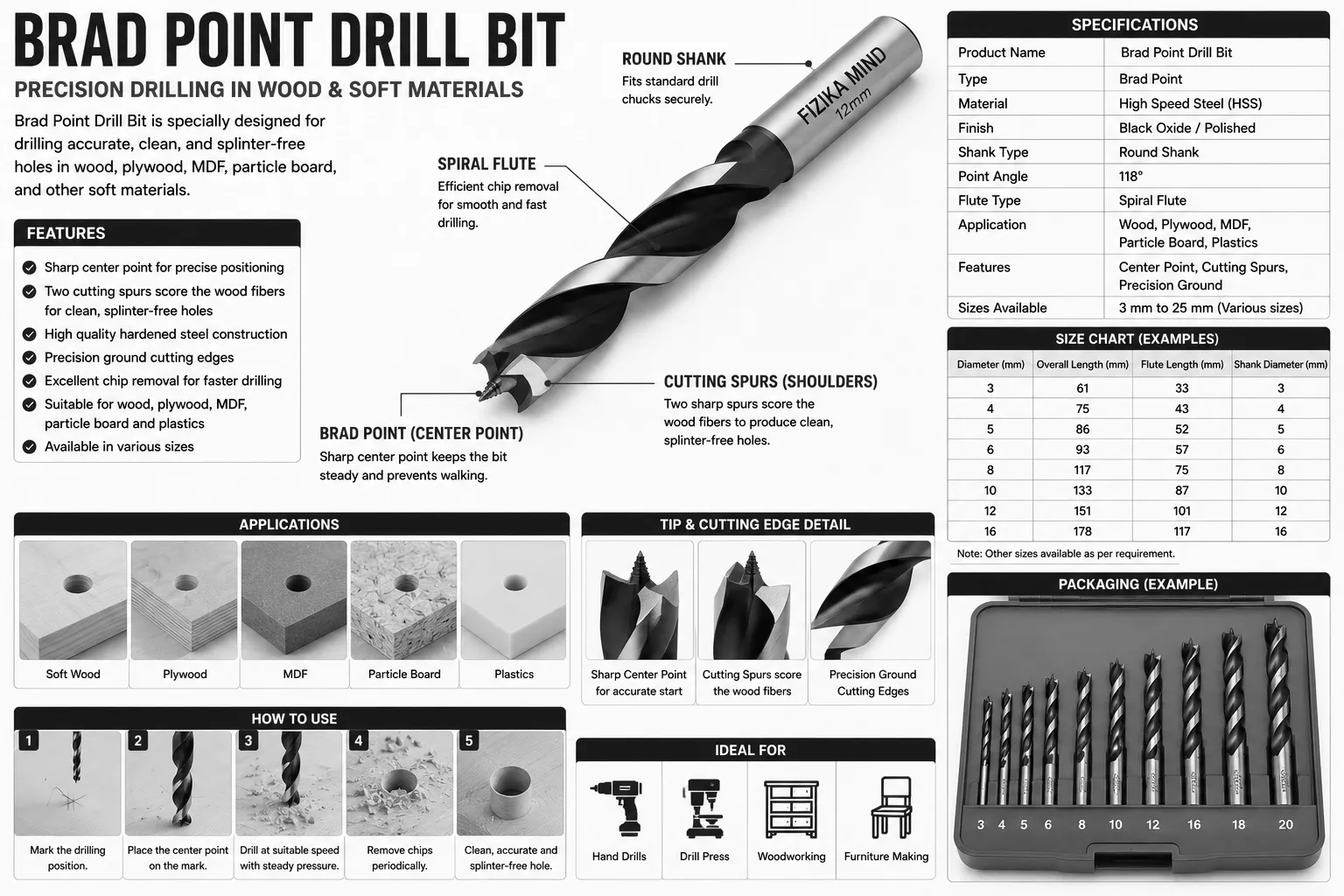 Brad Point Drill Bit