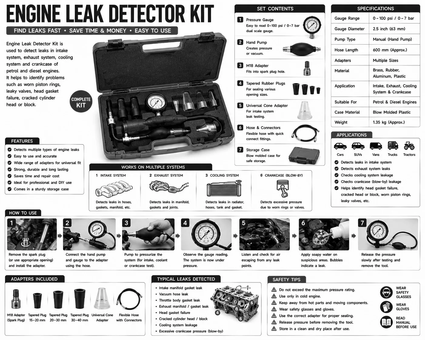 Engine Leak Detector Kit