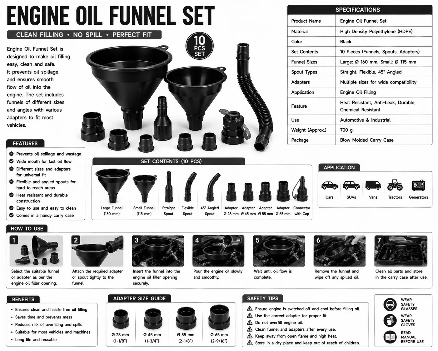 Engine Oil Funnel Set
