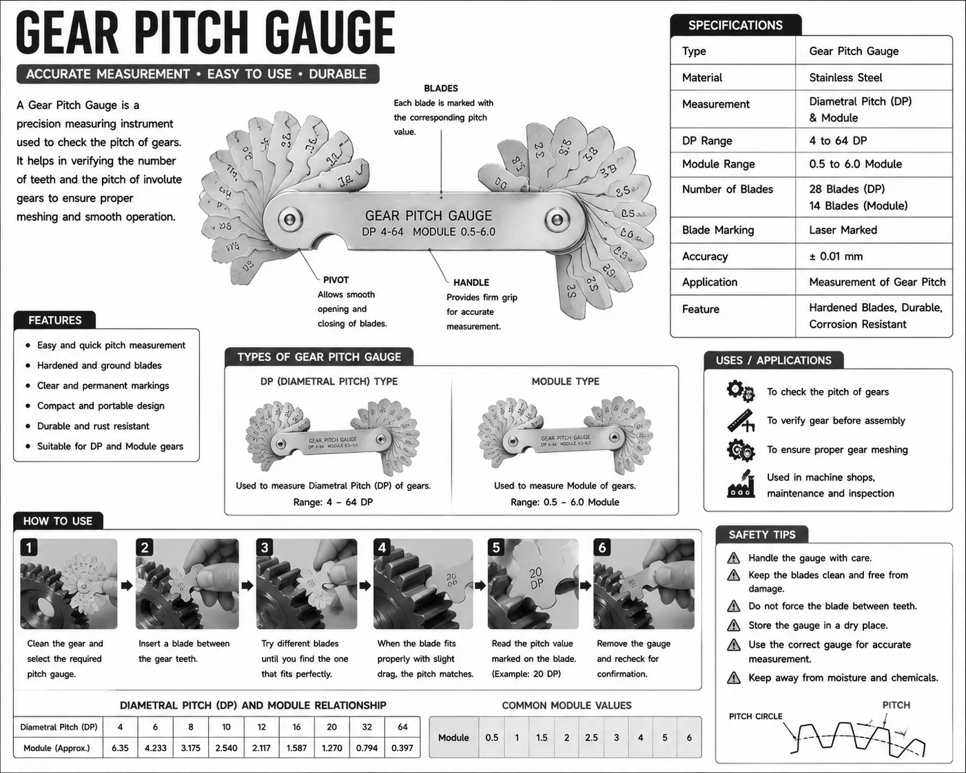 Gear Pitch Gauge