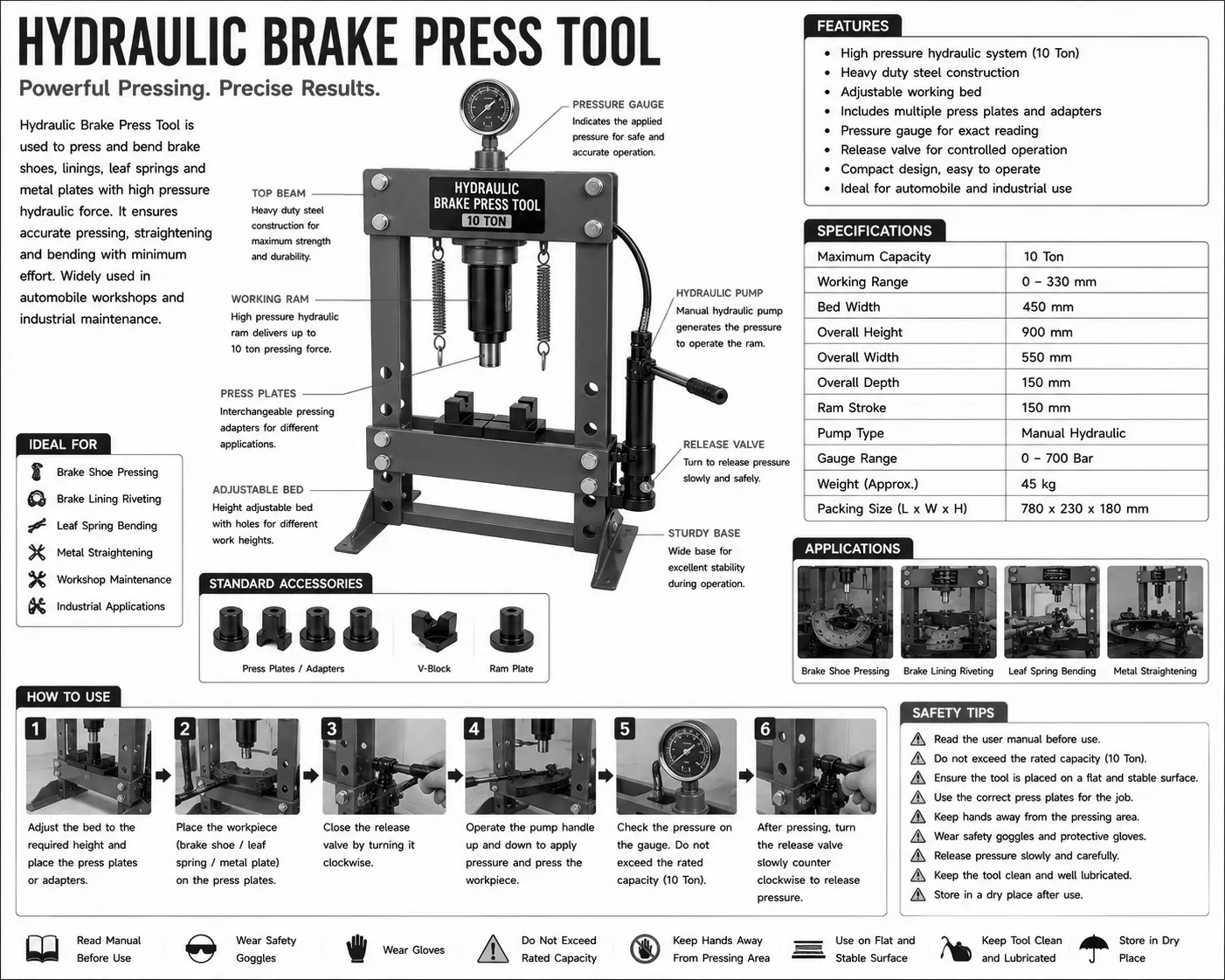 Hydraulic Brake Press Tool