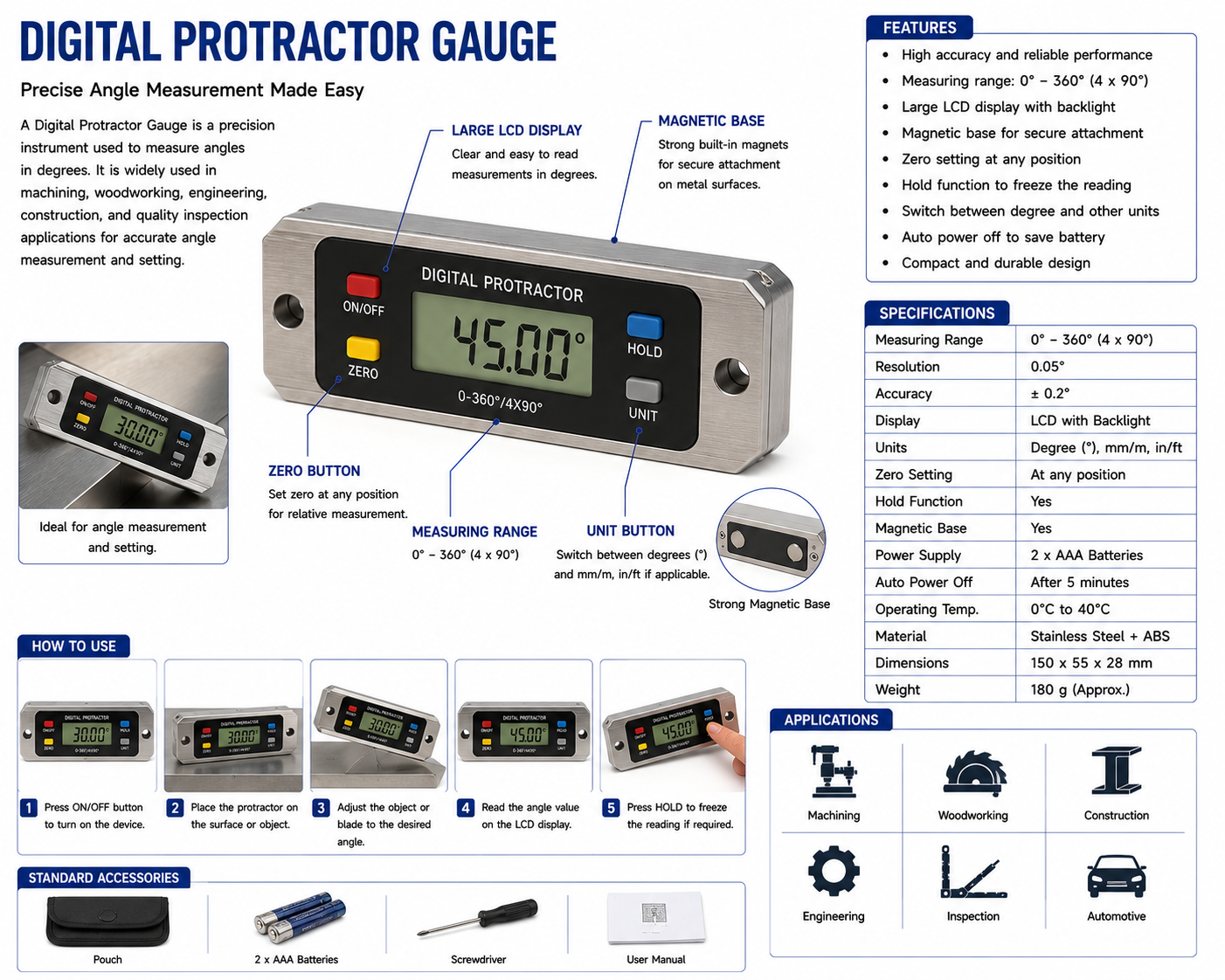 Digital Protractor Gauge