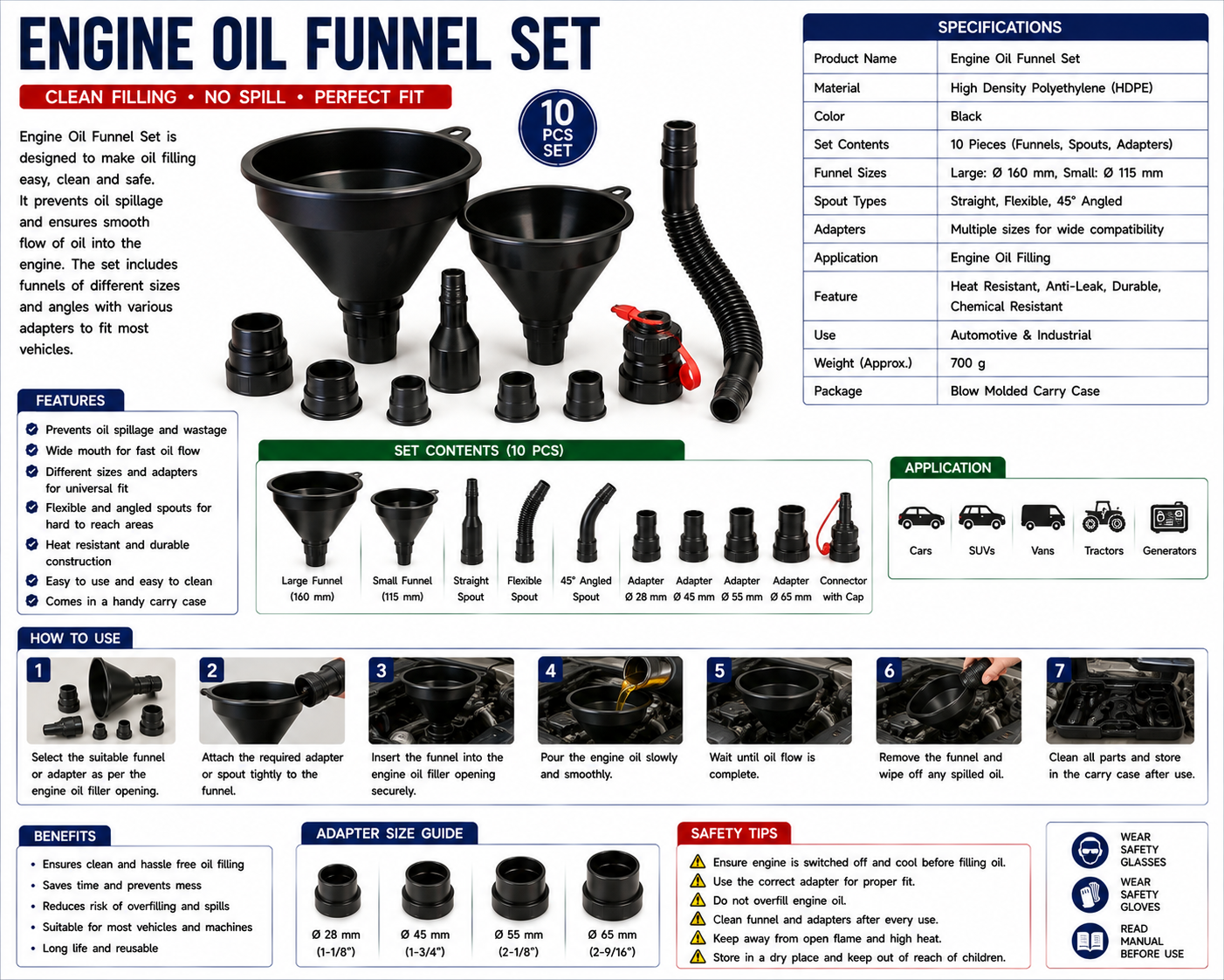 Engine Oil Funnel Set