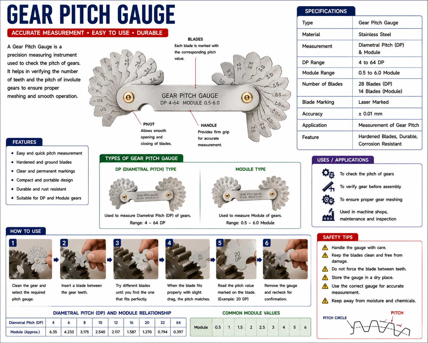 Gear Pitch Gauge