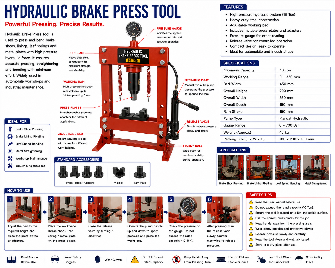 Hydraulic Brake Press Tool